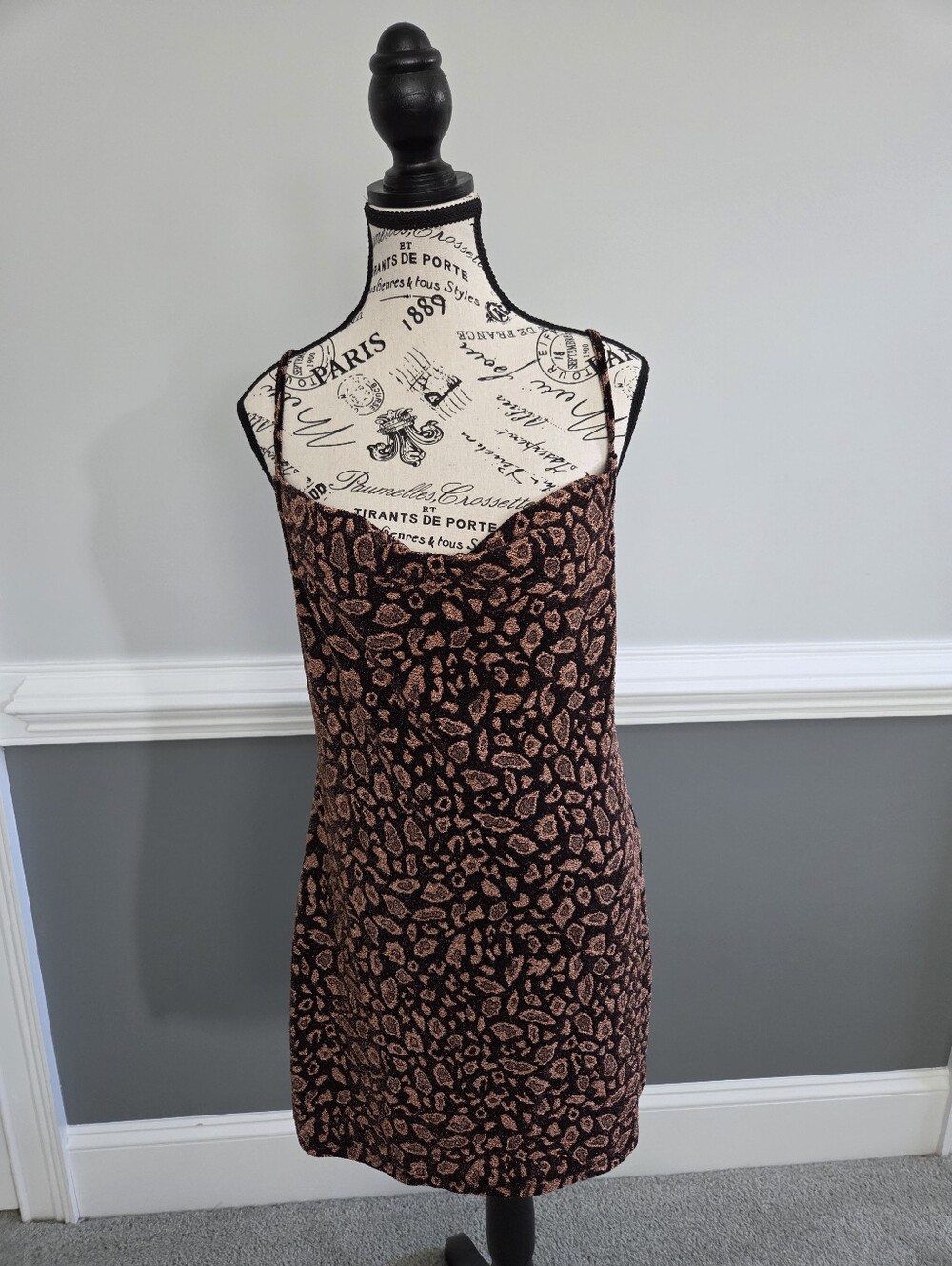 Forever21 Brown/Copper Stretch Slinky Spaghetti Strap Dress